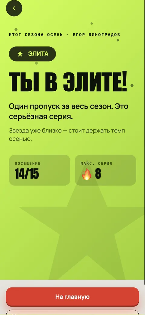 Итоги сезона. Праздничный экран в конце сезона — повод вернуться и продолжить в следующем.